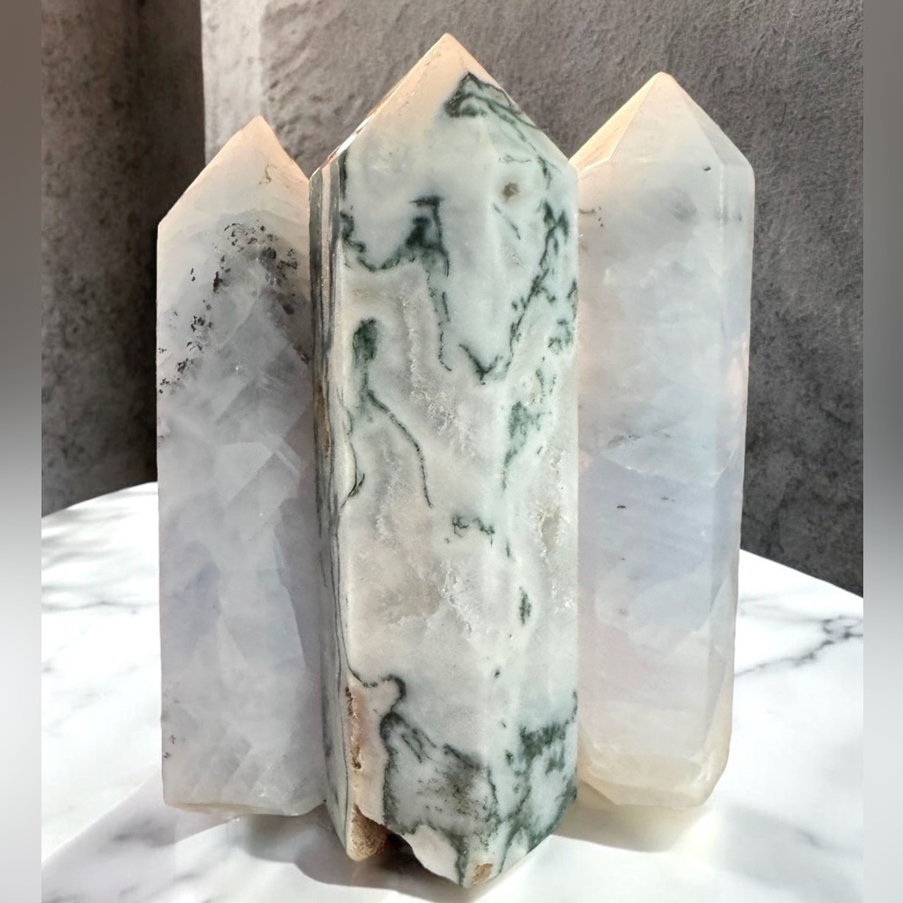 Natural Crystal Obelisk Tower Collection (3 Piece)